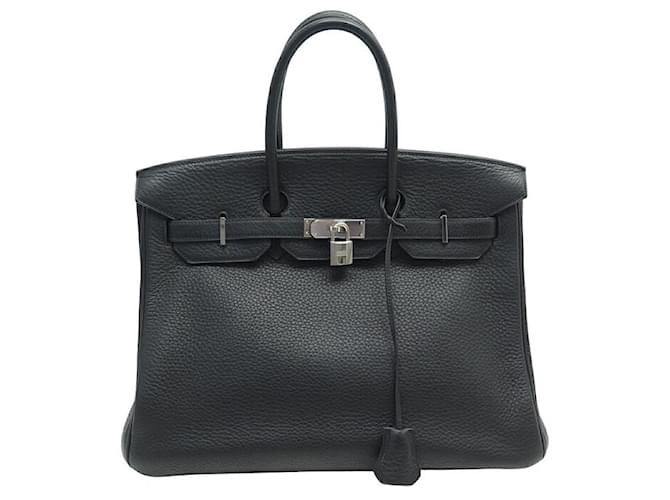 Hermès SAC A MAIN HERMES BIRKIN 35 CUIR TAURILLON CLEMENCE NOIR LEATHER HAND BAG PURSE  ref.1429049