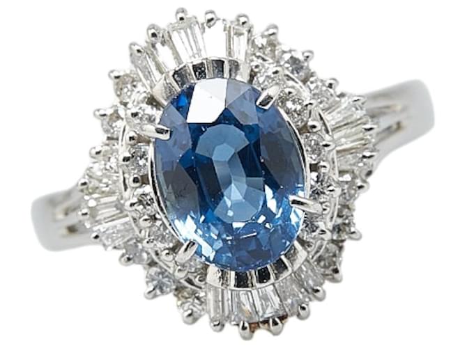 & Other Stories Pt900 Platinum Sapphire 2.05ct Diamond 0.45ct Ring in Great Condition Silvery Metal  ref.1429098