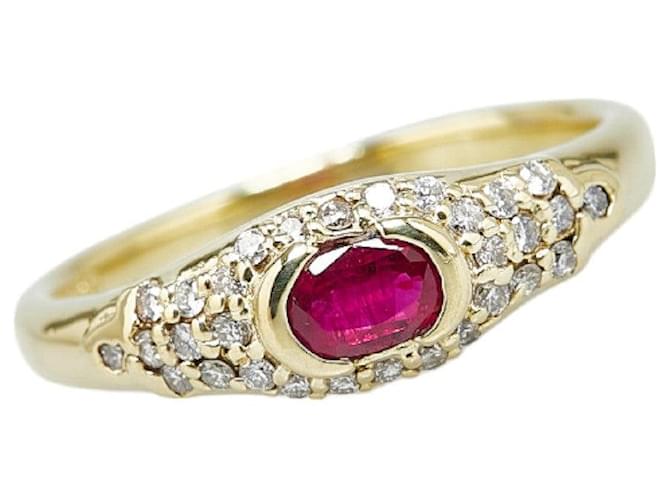 & Other Stories K18YG Yellow Gold Ruby 0.38ct Diamond 0.25ct Ring in Excellent Condition Golden Metal  ref.1429114