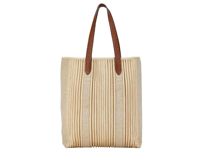 Hermès Hermes Calicut Cabas Canvas Leather Tote Bag in Very Good Condition Beige Cloth  ref.1429116