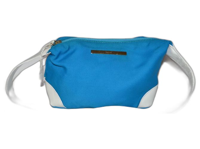 Bolsa de ombro Max Mara branca e turquesa em couro e tecido Branco