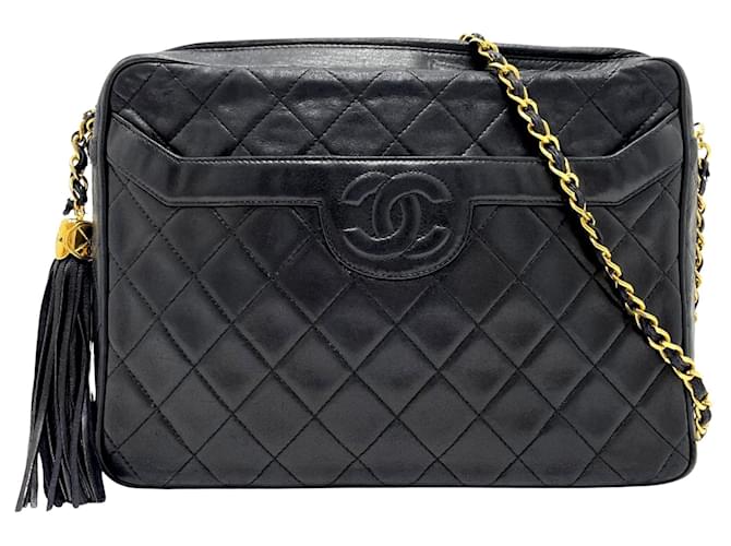 Timeless Logo CC de Chanel Negro Cuero  ref.1429216