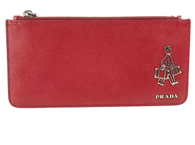 Prada Saffiano Roja Cuero  ref.1429227