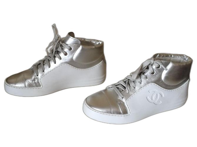 Chanel White Leather Sneakers