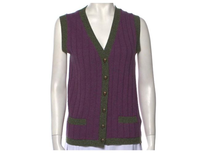 Cambon Farbblockiertes Weste Chanel 1997 Lila