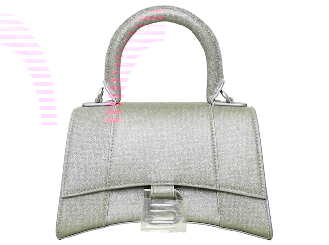 Balenciaga Glitzer-verzierte Hourglass XS Tasche Pink Leder ref
