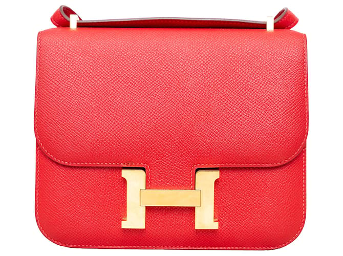 Hermès Constance III Mini Tasche Rot Leder  ref.1429506