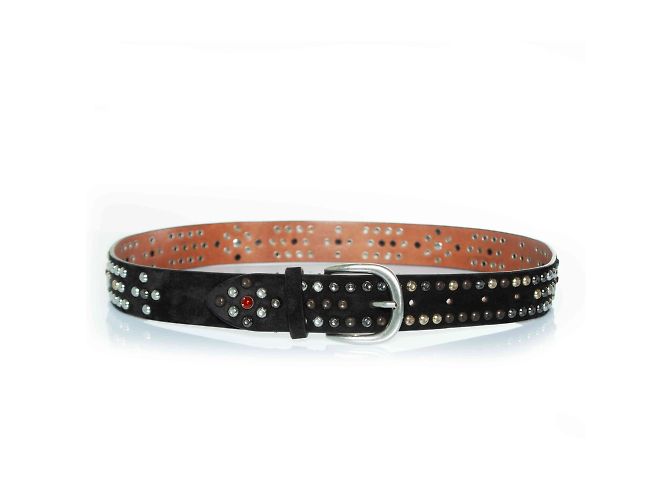 Isabel Marant, Black suede belt with multicoloured studs Multiple colors