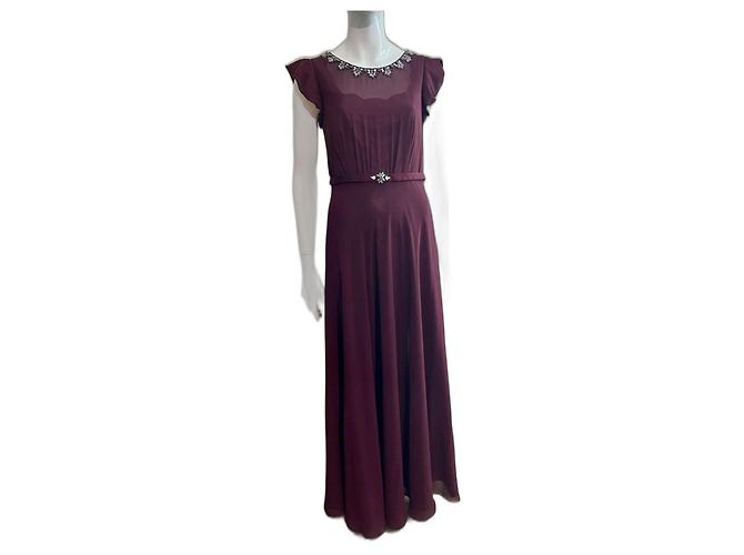 Jenny Packham Vestido de noite bordô com strass Roxo