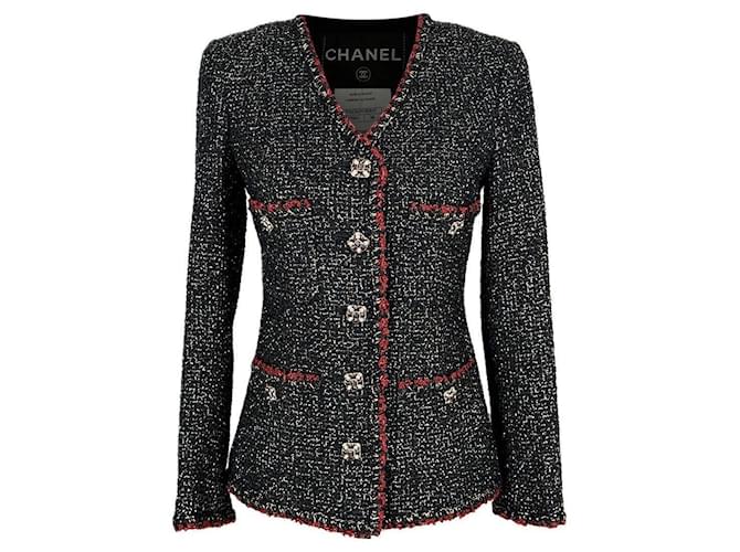 Chanel Nouveau bouton de bijou légendaire CC en tweed noir  ref.1429659