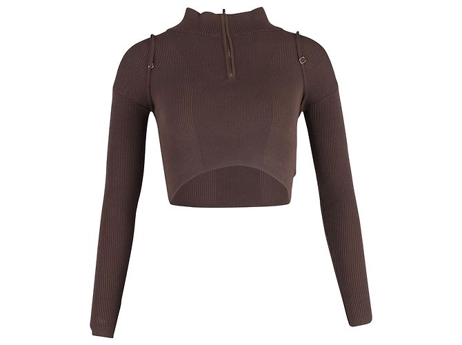 Maglione Corto Jacquemus La Maille Bormio in Lana Marrone