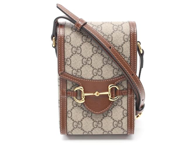 Borsa a spalla mini Gucci Horsebit 1955 in tela 625615 in ottime condizioni Marrone  ref.1429805