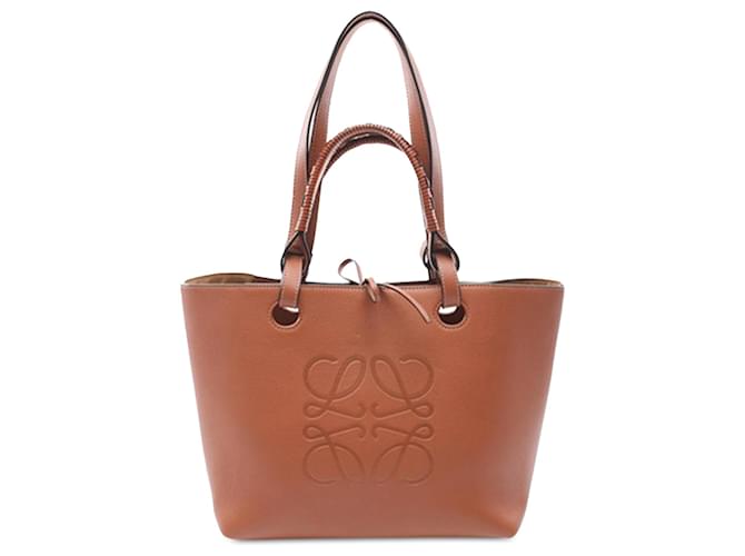 LOEWE Brown Small Anagram Tote Leather Pony-style calfskin  ref.1430281