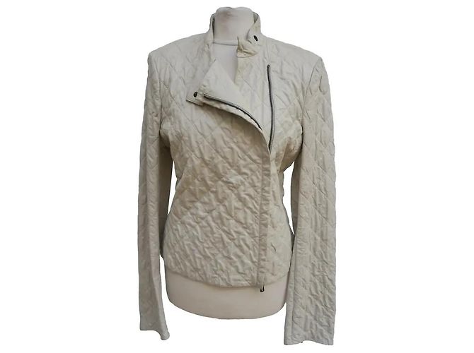 Yves Saint Laurent Gesteppte Lammleder Bikerjacke Beige