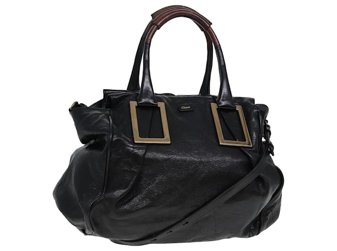 Chloé Chloe Etel Hand Bag Leather 2way Black Auth 78862  ref.1430622