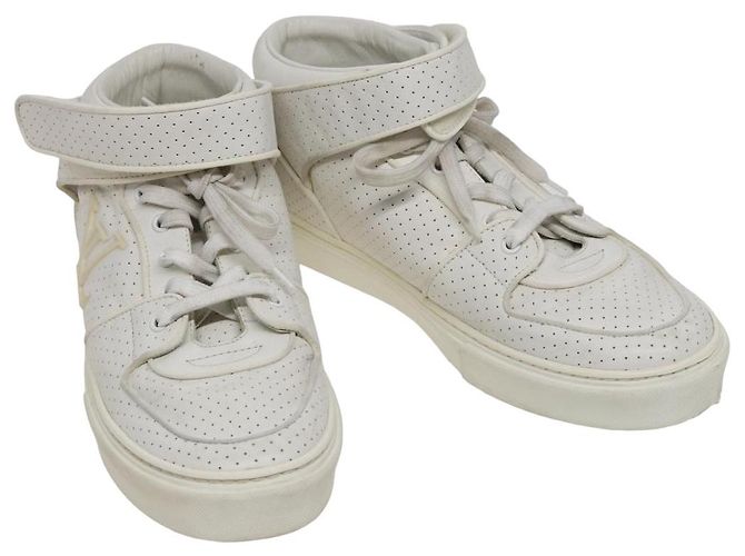 LOUIS VUITTON Sneakers Leder Weiß LV Auth kk232