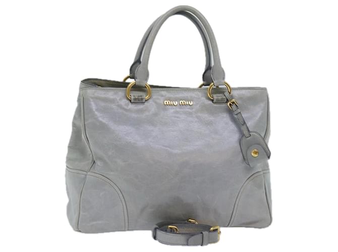 Miu Miu Hand Bag Leather 2way Gray Auth yk13065 Brown  ref.1430697