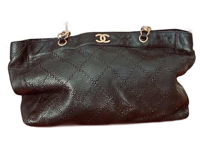 Borsa a spalla Chanel in pelle nera Nero