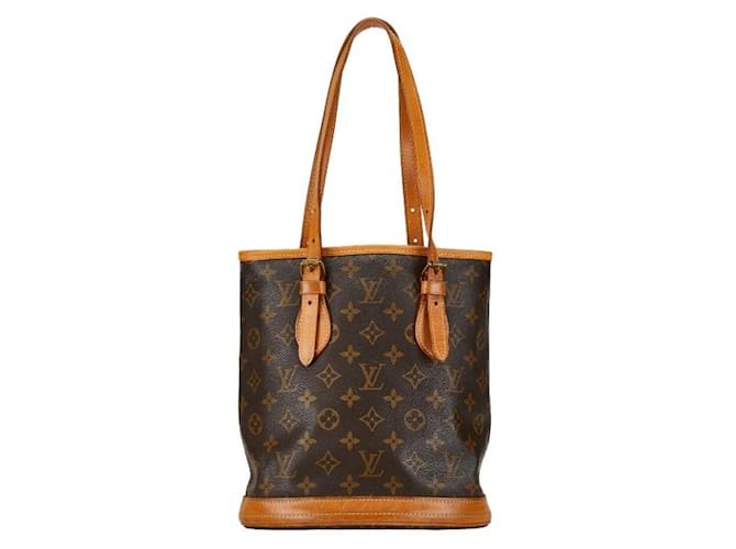 Bucket PM Louis Vuitton Marrom Lona  ref.1430909