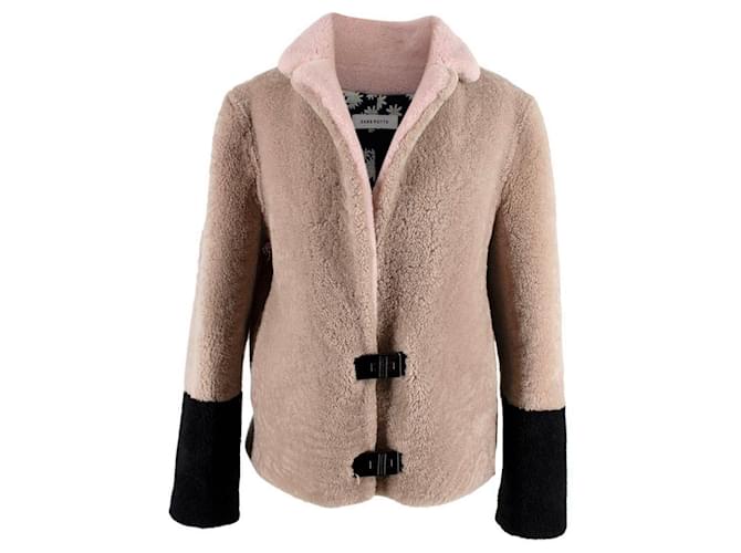 Autre Marque Saks Potts Beige Heidi Rose Shearling Jacket Wool  ref.1430930
