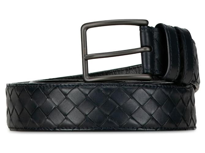 Bottega Veneta Intrecciato Cuir Bleu Marine  ref.1431119