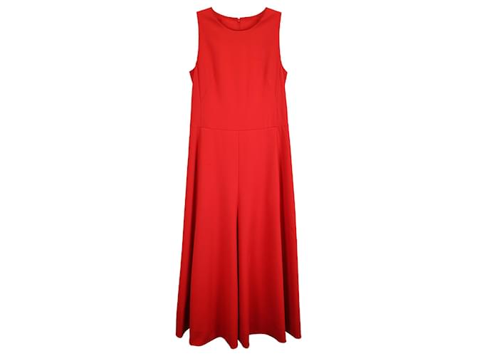 Robe midi plissée sans manches Akris en coton rouge  ref.1431300