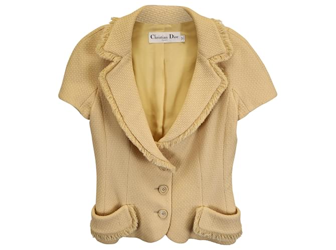 Dior Fringed Edge Detail Jacket in Yellow Wool   ref.1431352