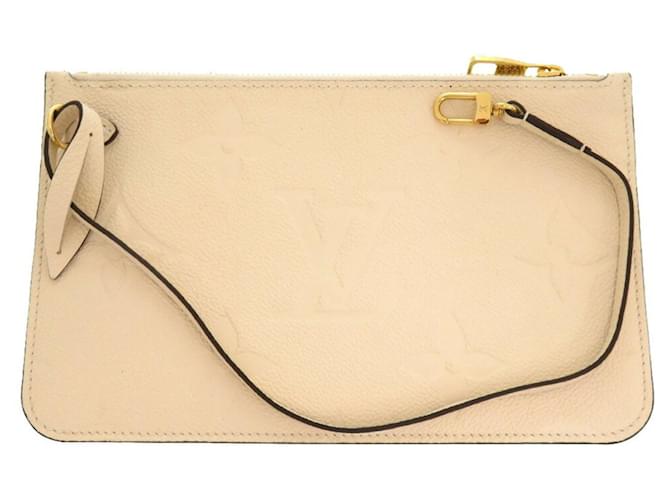 Louis Vuitton Neverfull pouch Beige Leather  ref.1431584