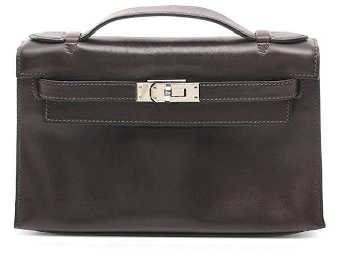 Hermès Brown Evercalf Kelly Pochette Dark brown Leather Pony-style calfskin  ref.1431689