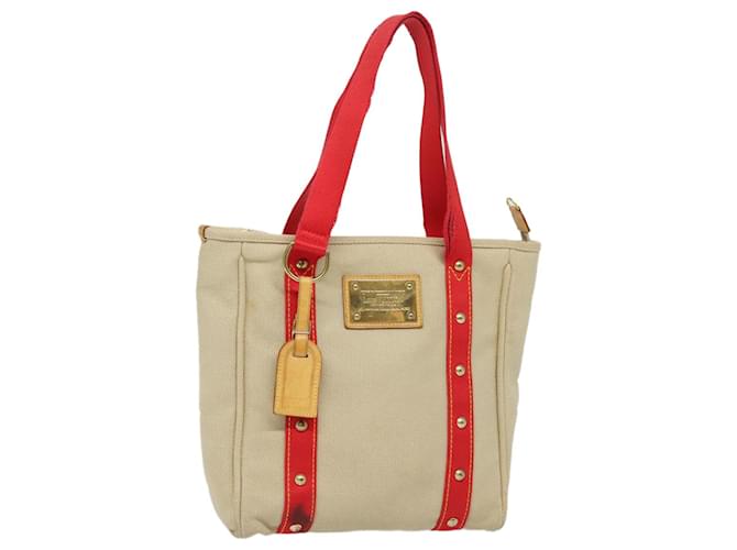 LOUIS VUITTON Antigua Cabas MM Sac Tote Beige Rouge M40035 LV Auth 78720 Toile  ref.1431748