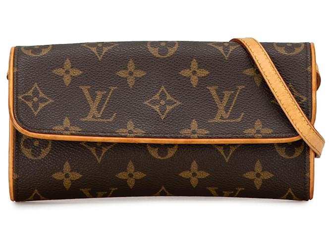 Pochette Twin PM Monogramm Braun Louis Vuitton Leder Leinwand ref.1432019 Joli Closet