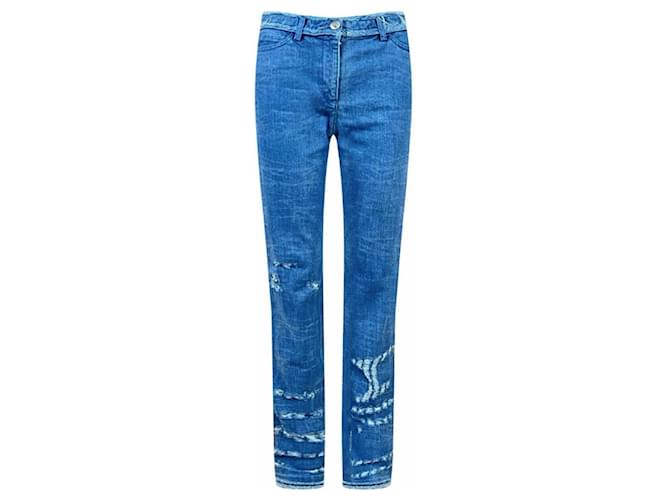 Chanel New Distressed Jeans Coton Bleu  ref.1432239