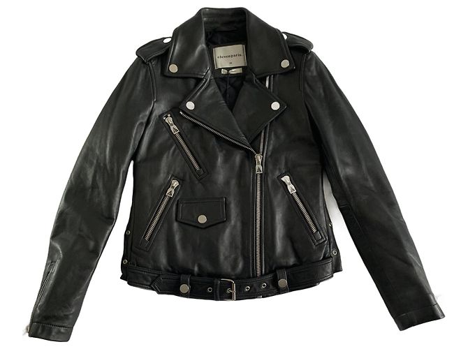 Eleven Paris Biker Lederjacke Schwarz XS