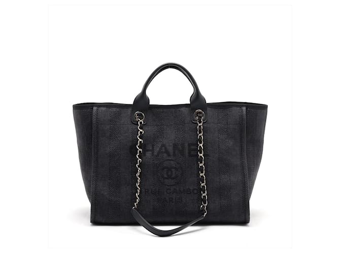 Chanel shopping bag black sale