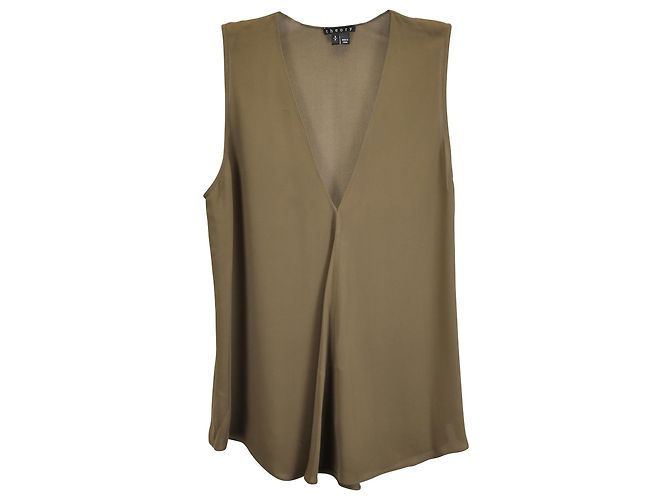 Canotta V-Neck Theory in seta verde