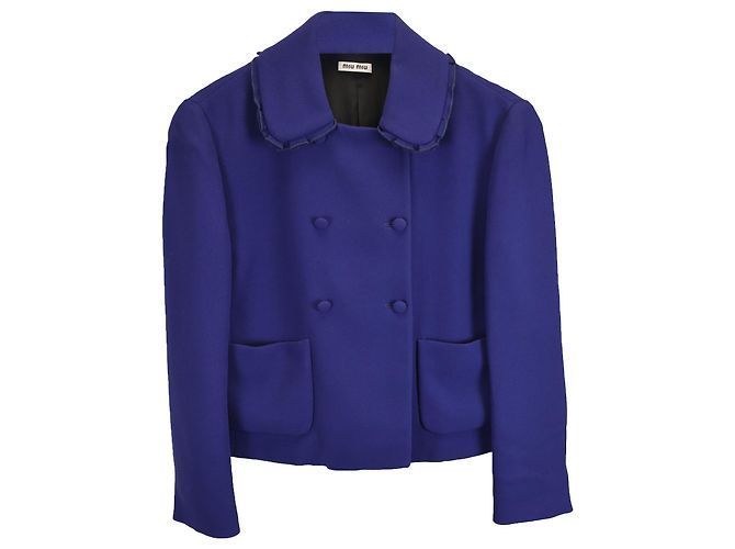 Giacca da sera doppiopetto Miu Miu in lana blu