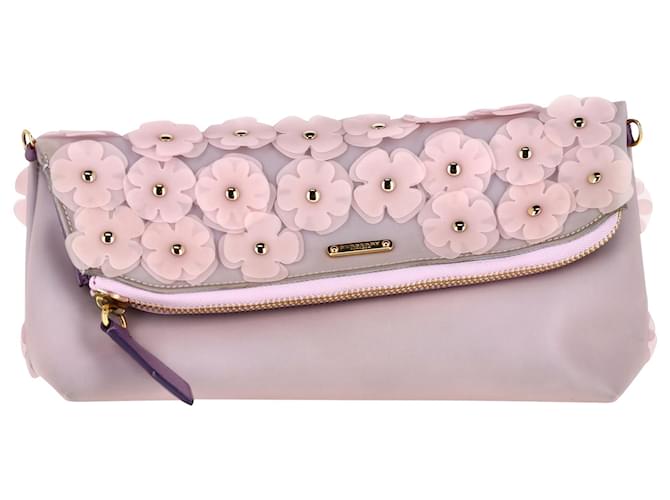 Burberry Le Pouch Petal en Fleurs en Caoutchouc Violet  ref.1432286