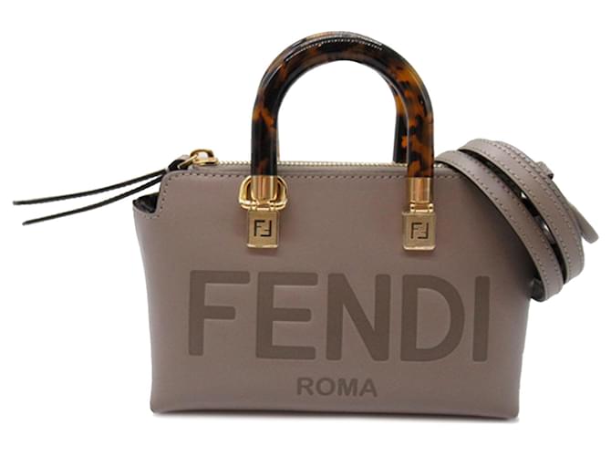 Fendi Brown Mini By The Way Satchel Taupe Leather Pony-style calfskin  ref.1432347 - Joli Closet