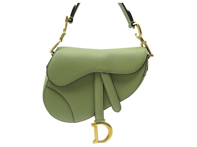 NEUF SAC A MAIN CHRISTIAN DIOR SADDLE MINI EN CUIR VERT CEDRE NEW HAND BAG  ref.1432473