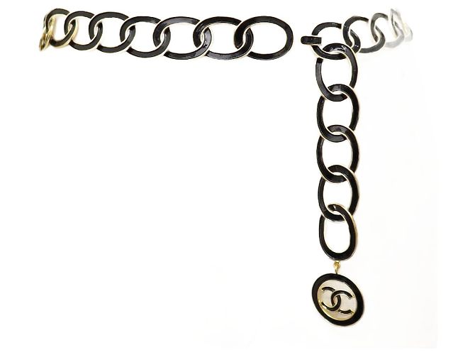 CHANEL GÜRTEL RINGE MEDAILLON LOGO CC 65 BIS 80 CM GOLDMETALL EMAILLE GÜRTEL Golden