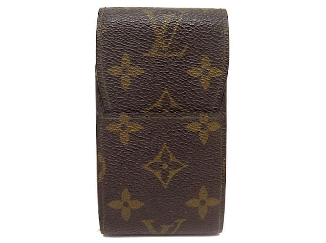 ESTUCHE DE CIGARRILLOS VINTAGE LOUIS VUITTON M63024 MONOGRAMA CANVAS Castaño Lienzo  ref.1432500