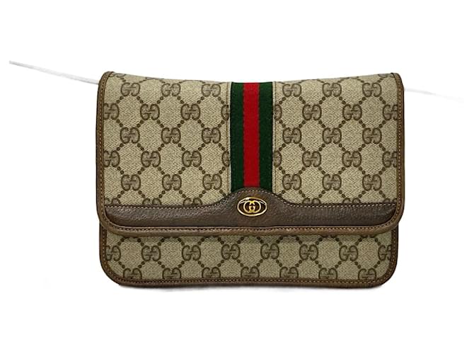 Bolso cruzado Gucci GG Canvas Web en muy buen estado Castaño Lienzo  ref.1432539