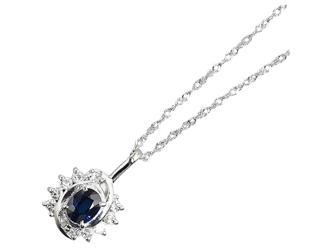 & Other Stories Collana in platino Pt850 con zaffiro da 0,37 ct e diamante da 0,16 ct in ottime condizioni Argento Metallo  ref.1432541