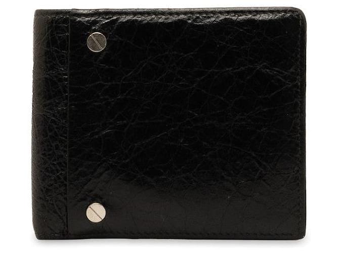 Balenciaga Leder Quadrat Bifold Geldbörse 542001 in sehr gutem Zustand Schwarz  ref.1432572