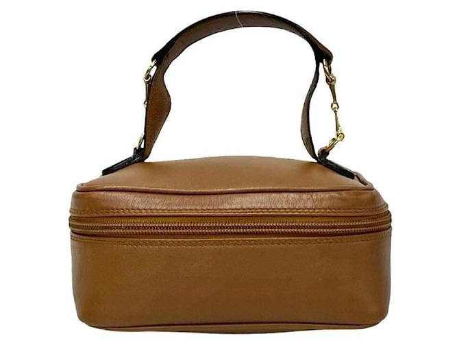 Borsa a mano in pelle autentica Gucci Horsebit, borsa da trucco in pelle 03217050141 in ottime condizioni Marrone  ref.1432590