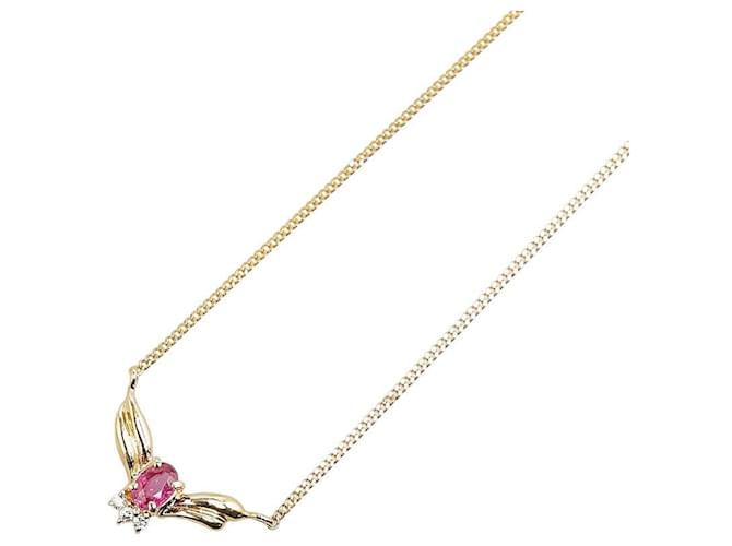 & Other Stories K18YG Yellow Gold Ruby Diamond Necklace in Excellent Condition Golden Metal  ref.1432601