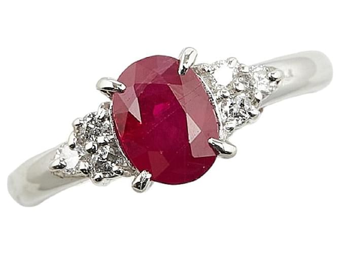 & Other Stories Pt900 Platinum Ruby 1.36ct Diamond 0.12ct Ring in Great Condition Silvery Metal  ref.1432628