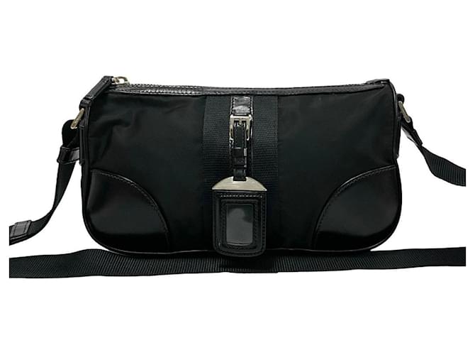 Prada Tessuto Crossbody Bag  Canvas Crossbody Bag in Great Condition Black Cloth  ref.1432630