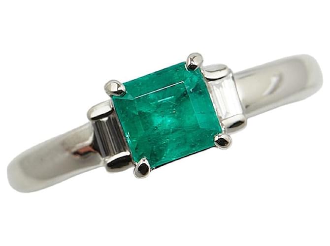 & Other Stories Pt900 Platinum Emerald 0.70ct Diamond 0.12ct Ring in Excellent Condition Silvery Metal  ref.1432632