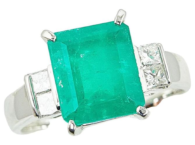 & Other Stories Pt900 Platinum Emerald 3.47ct Diamond 0.38ct Ring in Great Condition Silvery Metal  ref.1432645